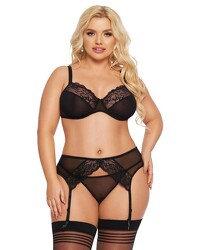 dreiteiliges Dessous-Set aus feinem Netzmaterial und Spitze - vergleichen und günstig kaufen